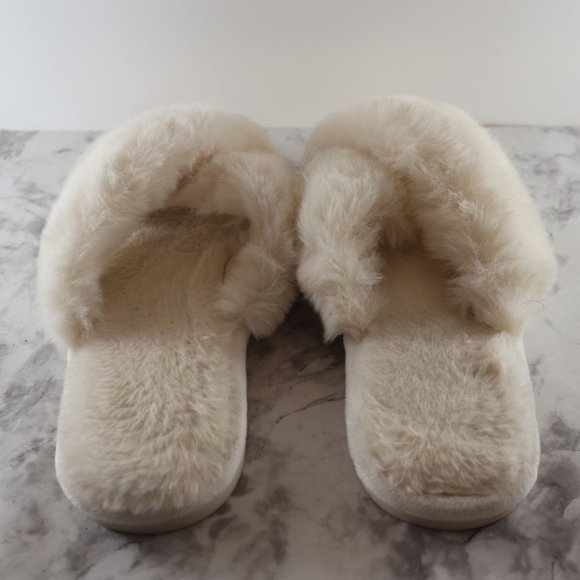 Women's Cross Band Slippers Fuzzy Soft House Slippers Plush Furry Size 9 - Picture 9 of 11